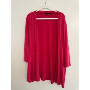 Susan Graver Artisan Plus Size Open Front Pink Cardigan Liquid Knit Size 3X